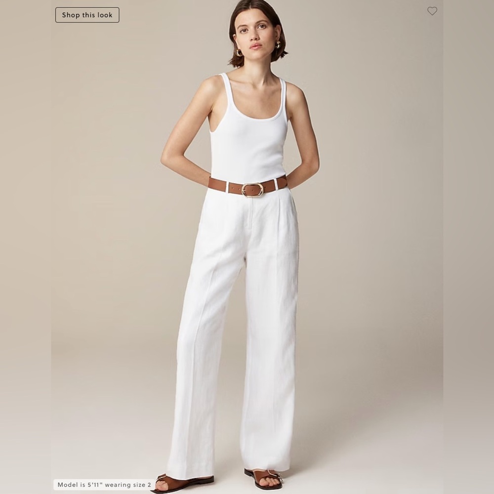 J. Crew Wide-leg Essential pant in linen • size 0 • NWT • BW528 • white